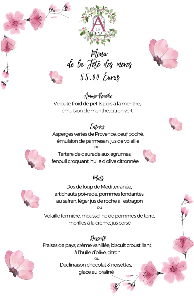 menu fêtes des mères 2026